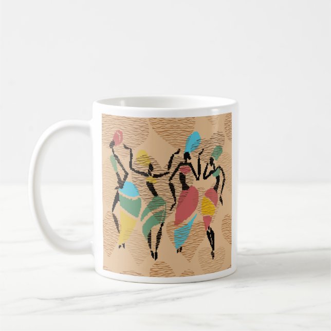 Taza De Café Danza de San Valentín africana, patrón de damas af (Izquierda)