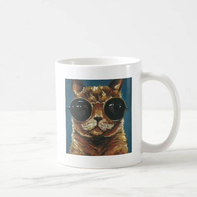 Taza De Café Dapper Animal | Gatito En Gafas De Sol (Derecha)