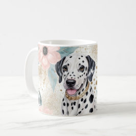 Taza De Café Dapper Dalmatian y Floral Elegancia