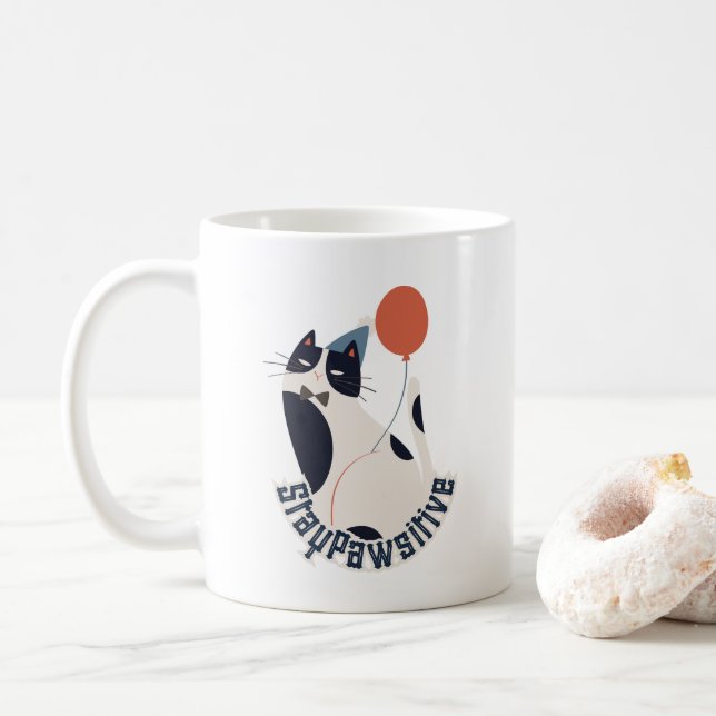 Taza De Café Dapper Tuxedo Cat Celebration Coffee & Tea Mug (Con donut)