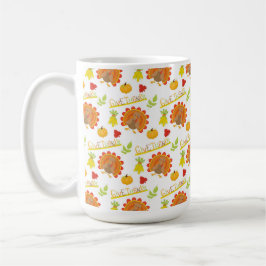TAZA DE CAFÉ DAR GRACIAS PAVOS NARANJAS CALABAZAS HOJAS