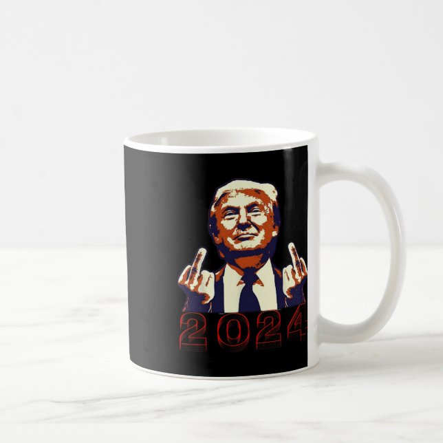 Taza De Café Dar un Finger 2024 Flipping Off Design (Derecha)