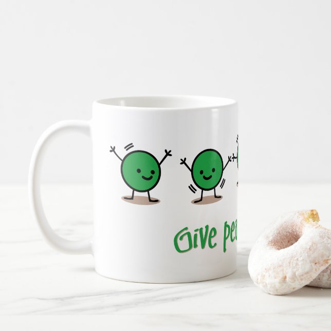 Taza De Café Dar una oportunidad a los guisantes (Con donut)