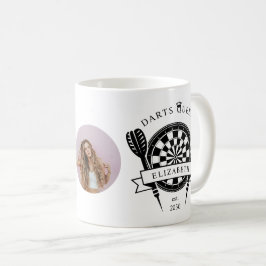 Taza De Café Dardos de foto con nombre personalizado en blanco 