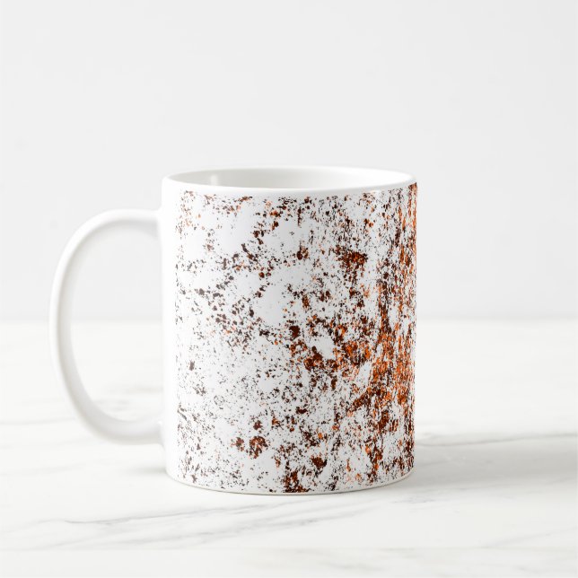Taza De Café Dark brown grunge background. Black white orange o (Izquierda)