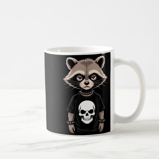 Taza De Café Dark Emo Raccoon With Skull Punk Style Alternative (Derecha)