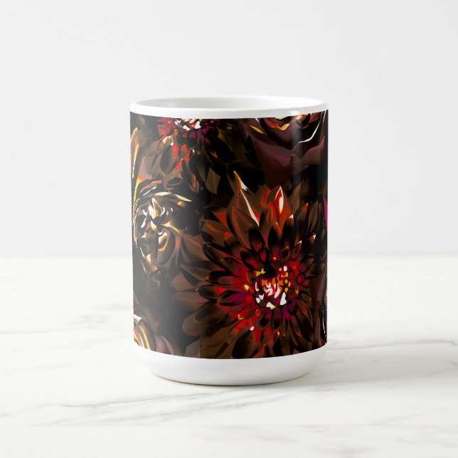 Taza De Café Dark Garden otoño Flores brillantes caen (Centro)