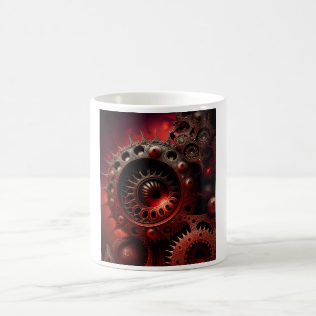 Taza De Café Dark Orange Steampunk Mandelbrot Fractal (Centro)
