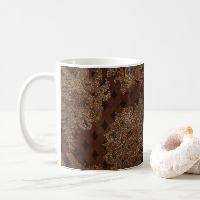 Taza De Café Dark Otumn Damask (Con donut)
