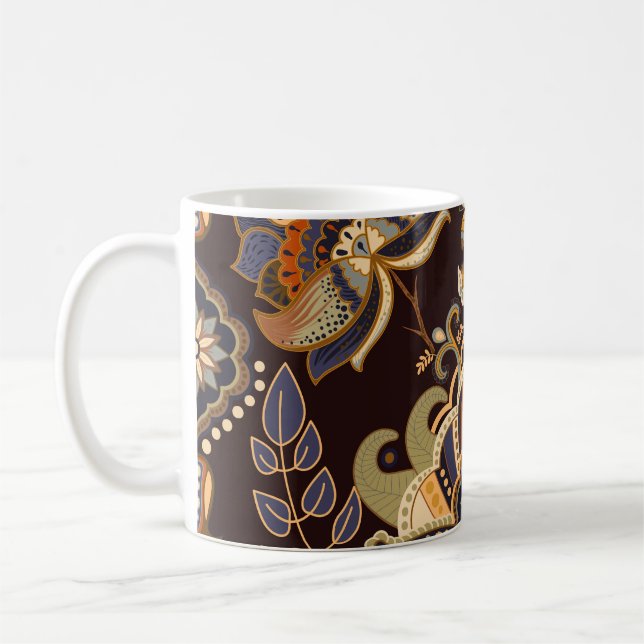 Taza De Café Dark Paisley: Indio floral sin soldadura. (Izquierda)