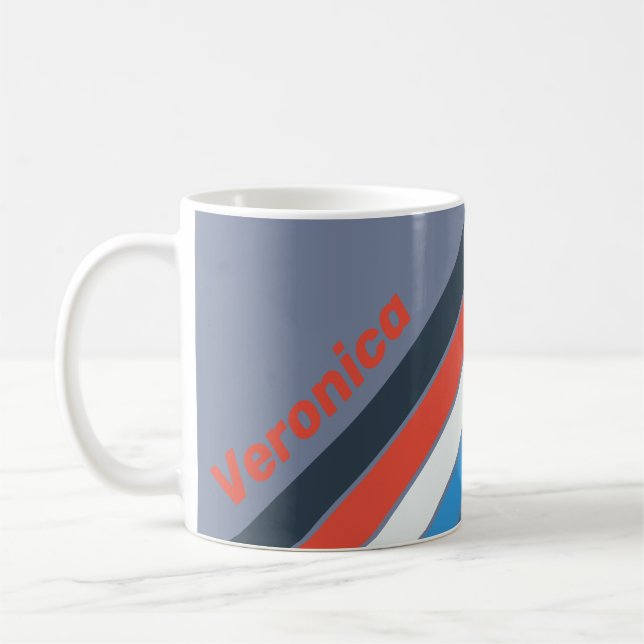 Taza De Café Dark Vintage Stripes with Name (Izquierda)