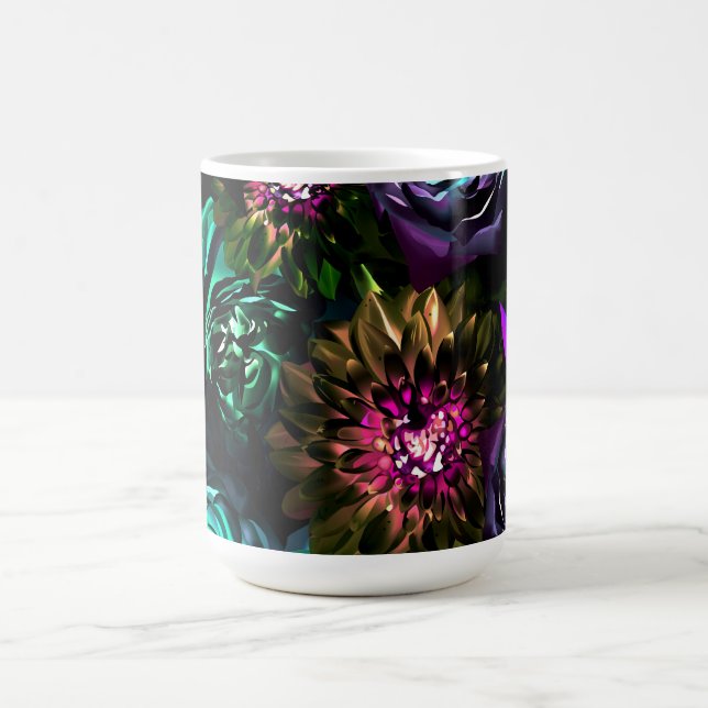 Taza De Café Dark Wonderland Audaz Glamour Flores Florales (Centro)