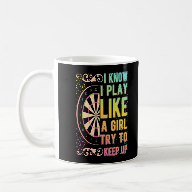 Taza De Café Dart Chica Dartboard Reina mujer Dart Lover (Izquierda)