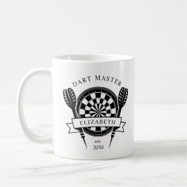 Taza De Café Dart de nombre personalizado en blanco y negro