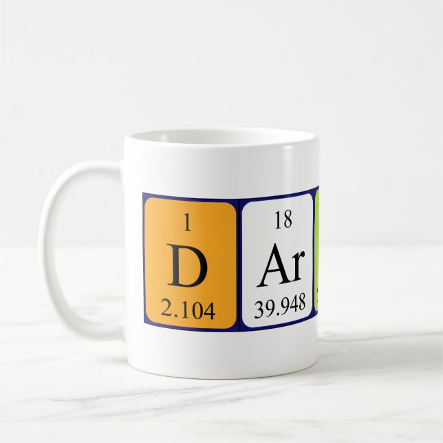 Taza De Café Darvin nombre de tabla periódica mug (Izquierda)