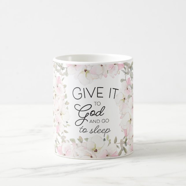 Taza De Café "Dáselo a dios" Cristiano floral/Biblia (Centro)
