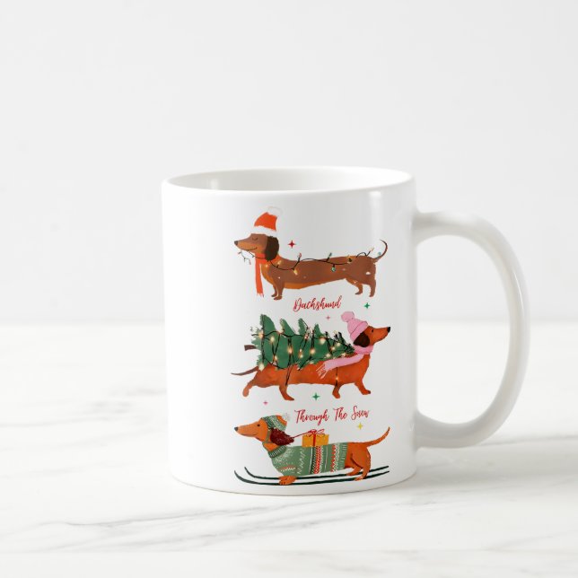 Taza De Café Dashing Through The Snow Christmas Wiener Dog Holi (Derecha)