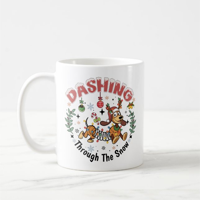 Taza De Café Dashing Through the Snow Funny Dachshund Dog Xmas (Izquierda)