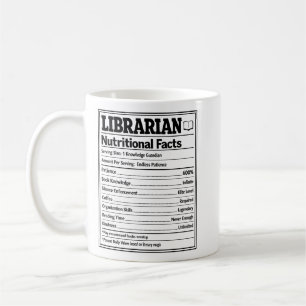 Taza De Café Datos Nutricionales de Bibliotecario Libro Diverti