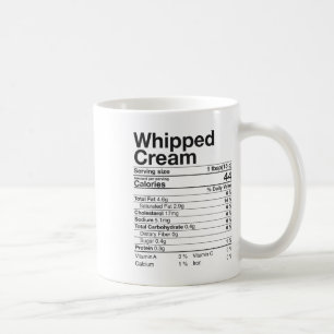 Taza De Café Datos Nutricionales de Crema Batida Regalo de Acci
