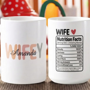 Taza De Café Datos Nutricionales de la Esposa Personalizados Re