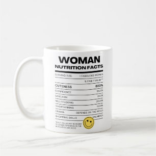 Taza De Café Datos Nutricionales de Mujer Divertida