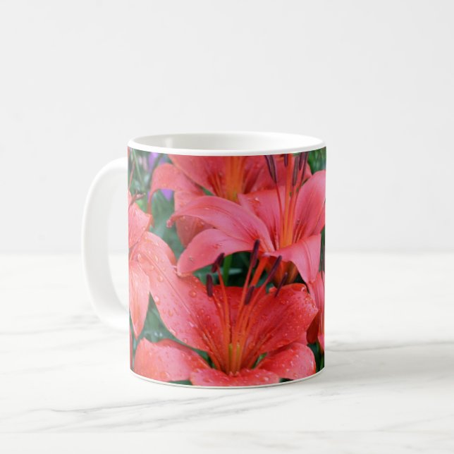 Taza De Café Daylily Cluster Floral (Anverso izquierdo)