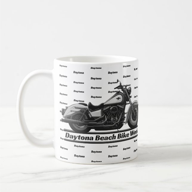 Taza De Café Daytona Beach Bike Week Biker Guay Blanco Y Negro (Izquierda)