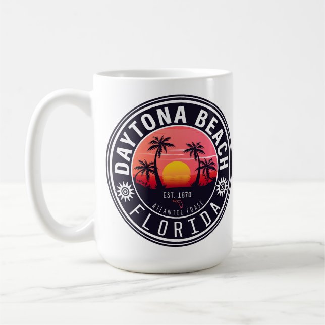 Taza De Café Daytona Beach Florida Sunset Palm Trees Souvenirs (Izquierda)