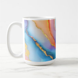 Taza De Café Dazzling Marble in Blues, Pinks, and Oranges