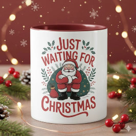 Taza de café de 11 oz con Santa esperando la Navid