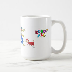 Taza de café de ABC del robot por la caza de Jerry