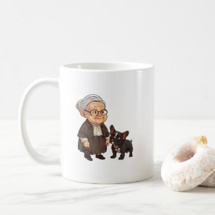 Taza de café de abuela linda y bulldog francés