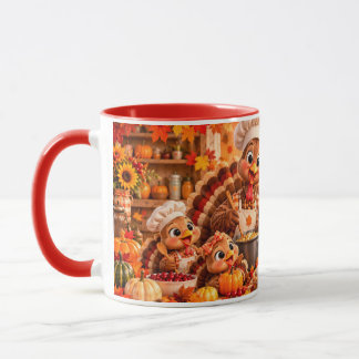 Taza de café de Acción de Gracias con pavo lindo f