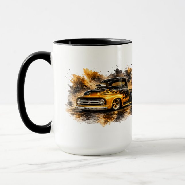 Taza de café de acuarela de Hot Rod clásico (Izquierda)