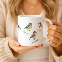 Taza de café de acuarela de pájaros de jardín - Ta