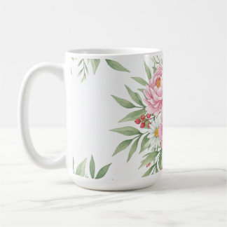 Taza de café de acuarela floral rosa elegante"