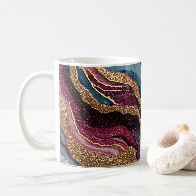 Taza de café de ágata con brillo boho (Con donut)