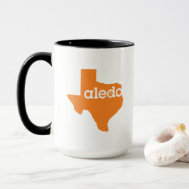 Taza de café de Aledo Tejas - anaranjada y negra
