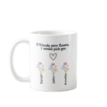 Taza de café de amistad de flor de nacimiento pers