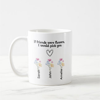 Taza de café de amistad de flor de nacimiento pers