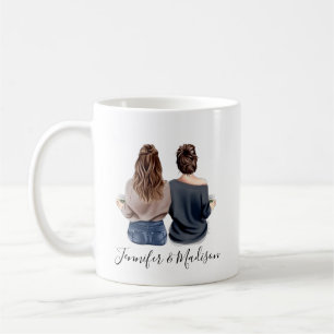 Taza de café de amistad personalizada con peinados