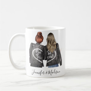 Taza de café de amistad personalizada con peinados