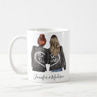 Taza de café de amistad personalizada con peinados