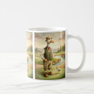 Taza de café de animal jugando golf