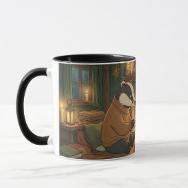 Taza de café de animales junto a hoguera en el bos