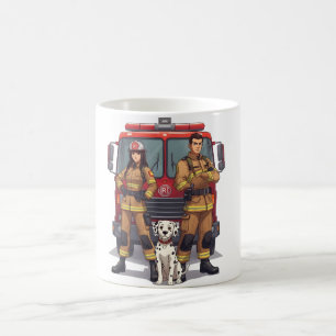 Taza de café de anime de bomberos heroicos y dálma