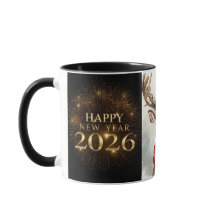 taza de café de año nuevo en oro negro premium