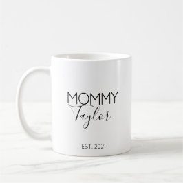 Taza de café de anuncio de embarazo con nombre de 
