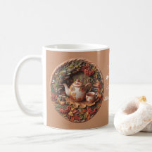 Taza de café de arcilla de polímero 3D de otoño